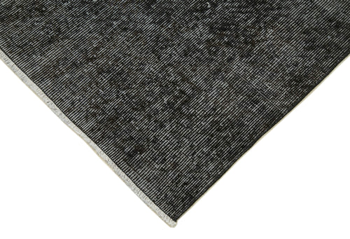 Handmade Area Rug – Overdyed Black Vintage Cotton Wool Carpet 3'x10'9''