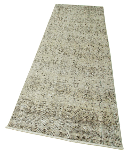 Overdyed Vintage Beige Vintage Cotton Wool Handmade Area Rug 2'11'' x 9'7''