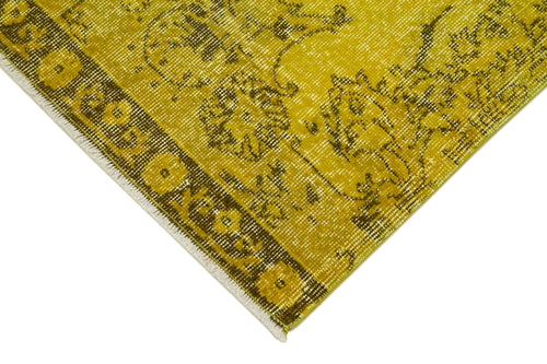 Overdyed Vintage Yellow Vintage Cotton Wool Handmade Area Rug 2'9'' x 11'1''