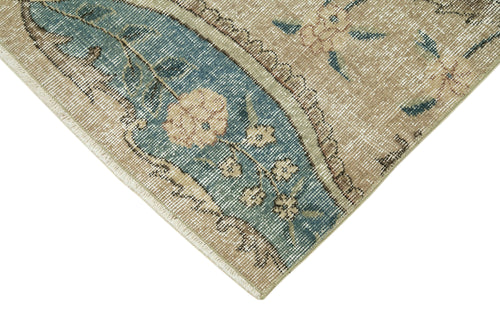 Overdyed Vintage Beige Vintage Cotton Wool Handmade Area Rug 2'10'' x 10'3''