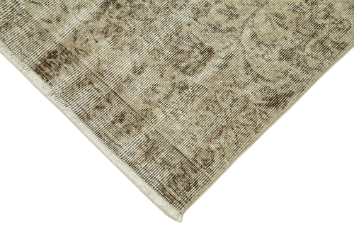 Overdyed Vintage Beige Vintage Cotton Wool Handmade Area Rug 2'11'' x 10'11''
