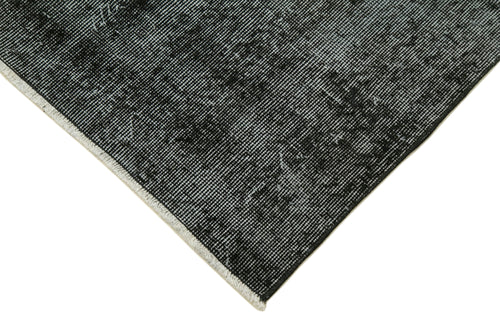 Overdyed Vintage Black Vintage Cotton Wool Handmade Area Rug 3'0'' x 10'1''