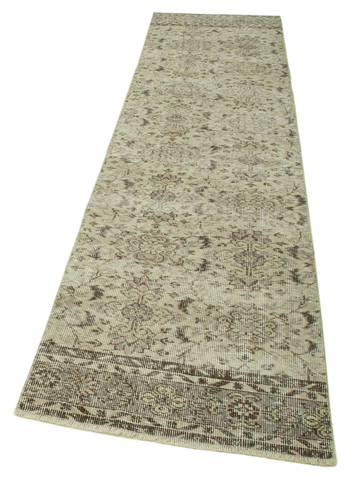 Overdyed Vintage Beige Vintage Cotton Wool Handmade Area Rug 2'8'' x 10'7''
