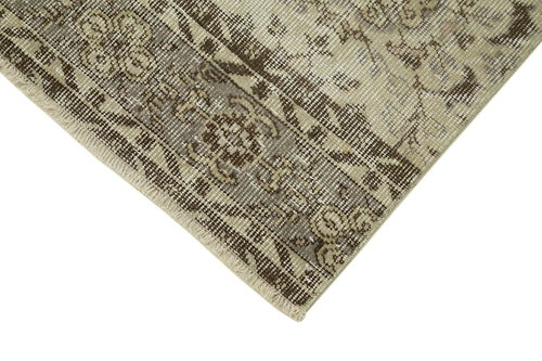 Overdyed Vintage Beige Vintage Cotton Wool Handmade Area Rug 2'8'' x 10'7''