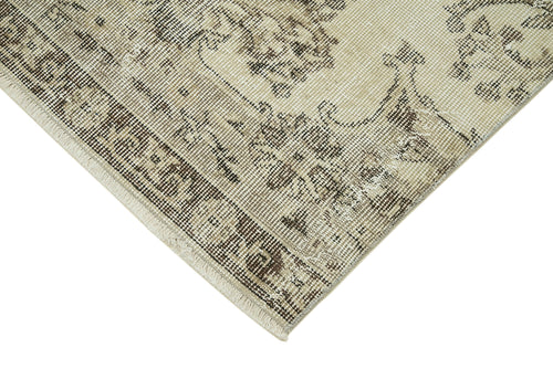 Handmade Area Rug – Overdyed Beige Vintage Cotton Wool Turkish Carpet 3'x10'6''