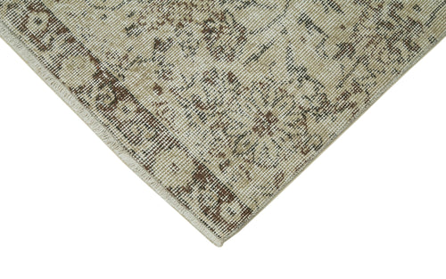 Overdyed Vintage Beige Vintage Cotton Wool Handmade Area Rug 2'8'' x 10'1''