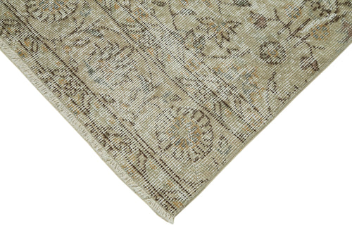 Overdyed Vintage Beige Vintage Cotton Wool Handmade Area Rug 2'8'' x 9'11''