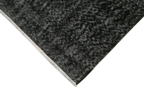 Overdyed Vintage Black Vintage Cotton Wool Handmade Area Rug 2'10'' x 10'6''