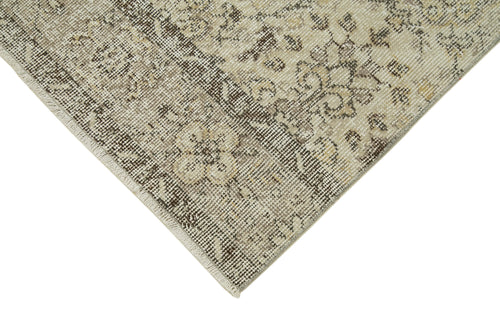 Overdyed Vintage Beige Vintage Cotton Wool Handmade Area Rug 3'0'' x 10'1''