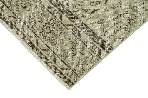 Overdyed Vintage Beige Vintage Cotton Wool Handmade Area Rug 2'7'' x 9'8''