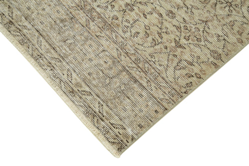 Overdyed Vintage Beige Vintage Cotton Wool Handmade Area Rug 2'9'' x 9'10''