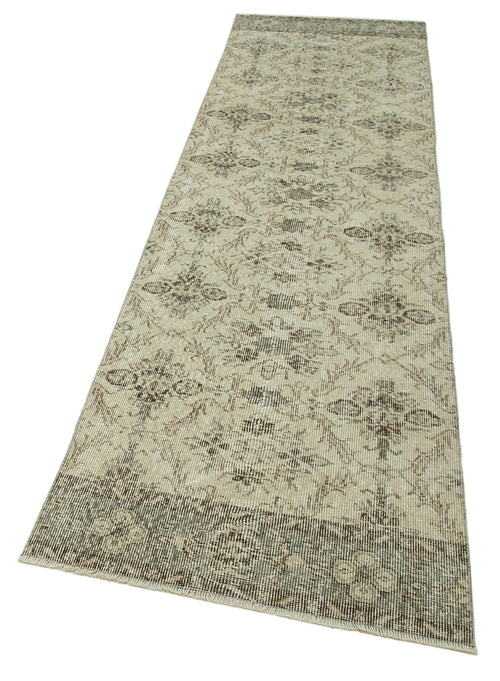 Handmade Area Rug – Overdyed Beige Vintage Cotton Wool Turkish Carpet 2'7''x9'10''
