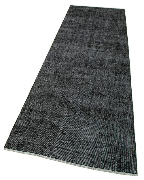 Overdyed Vintage Black Vintage Cotton Wool Handmade Area Rug 2'11'' x 10'0''