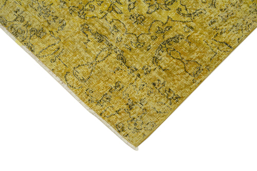 Overdyed Vintage Yellow Vintage Cotton Wool Handmade Area Rug 2'11'' x 9'11''