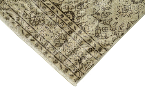 Overdyed Vintage Beige Vintage Cotton Wool Handmade Area Rug 2'7'' x 10'4''