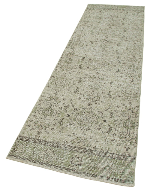 Handmade Area Rug – Overdyed Beige Vintage Cotton Wool Carpet 2'8''x9'6''