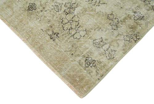 Overdyed Vintage Beige Vintage Cotton Wool Handmade Area Rug 3'0'' x 10'0''