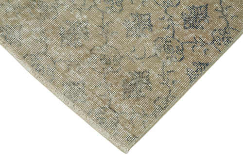 Overdyed Vintage Beige Vintage Cotton Wool Handmade Area Rug 2'8'' x 9'7''