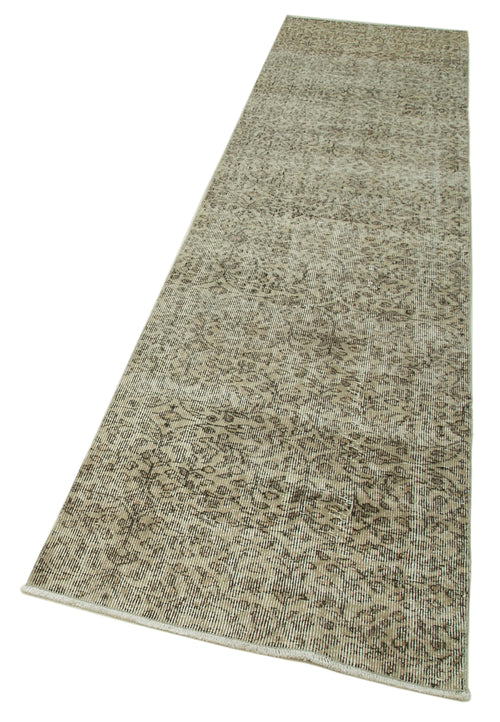 Overdyed Vintage Beige Vintage Cotton Wool Handmade Area Rug 2'6'' x 10'3''