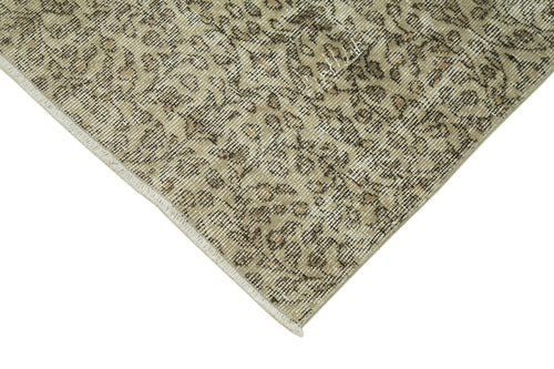 Overdyed Vintage Beige Vintage Cotton Wool Handmade Area Rug 2'6'' x 10'3''