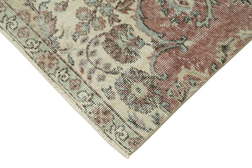 Overdyed Vintage Beige Vintage Cotton Wool Handmade Area Rug 2'7'' x 10'4''