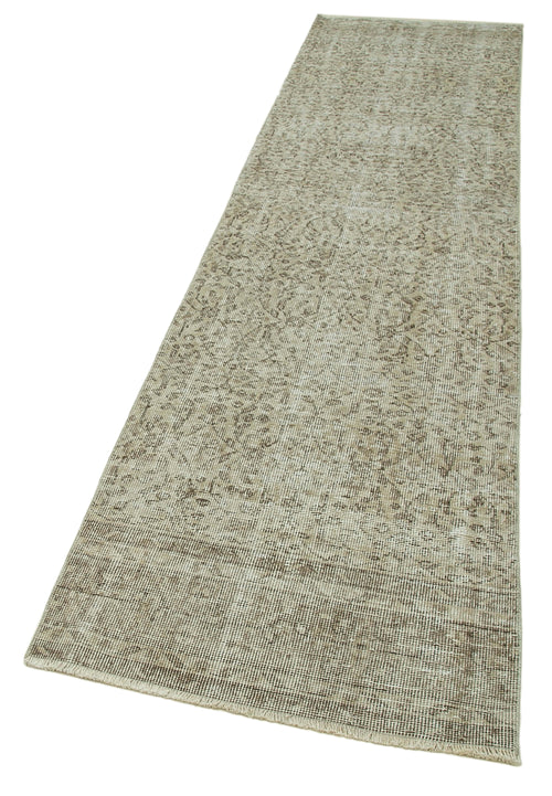 Overdyed Vintage Beige Vintage Cotton Wool Handmade Area Rug 2'7'' x 10'2''