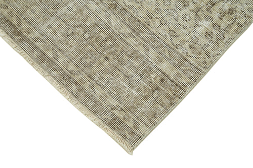 Overdyed Vintage Beige Vintage Cotton Wool Handmade Area Rug 2'7'' x 10'2''