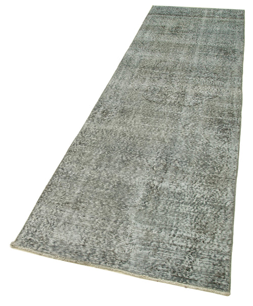 Overdyed Vintage Grey Vintage Cotton Wool Handmade Area Rug 2'11'' x 10'0''