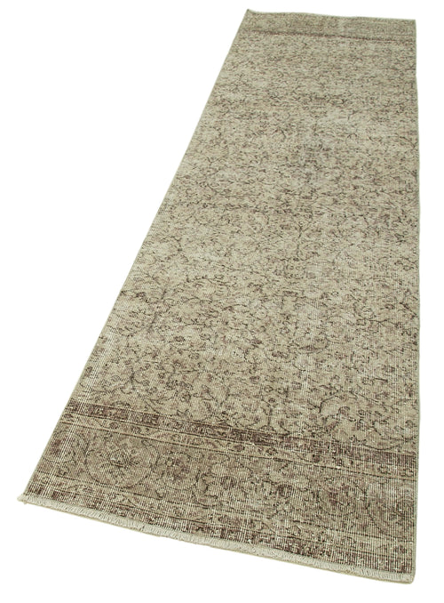 Overdyed Vintage Beige Vintage Cotton Wool Handmade Area Rug 2'8'' x 9'10''