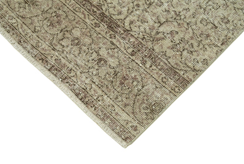 Overdyed Vintage Beige Vintage Cotton Wool Handmade Area Rug 2'8'' x 9'10''
