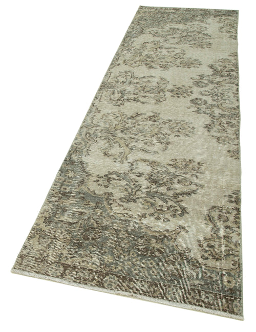 Overdyed Vintage Beige Vintage Cotton Wool Handmade Area Rug 2'9'' x 9'11''