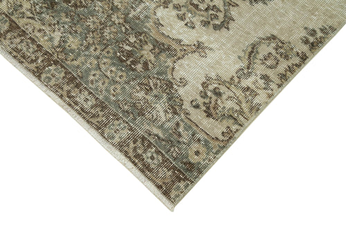 Overdyed Vintage Beige Vintage Cotton Wool Handmade Area Rug 2'9'' x 9'11''