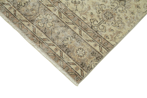 Overdyed Vintage Beige Vintage Cotton Wool Handmade Area Rug 2'9'' x 10'1''