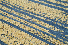 Purpleocco Blue Geometric Wool Cotton Handmade Rug 8'0'' x 10'0''