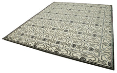 Purpleocco Beige Geometric Wool Cotton Handmade Rug 8'0'' x 10'0''