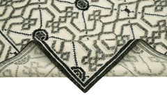 Purpleocco Beige Geometric Wool Cotton Handmade Rug 8'0'' x 10'0''