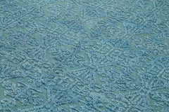 Purpleocco Blue Geometric Wool Cotton Handmade Rug 8'0'' x 10'0''