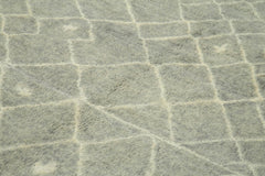 Purpleocco Grey Geometric Wool Cotton Handmade Rug 8'2'' x 9'9''