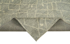 Purpleocco Grey Geometric Wool Cotton Handmade Rug 8'2'' x 9'9''