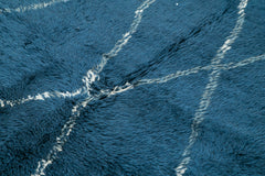 Purpleocco Blue Geometric Wool Cotton Handmade Rug 8'5'' x 10'2''