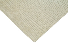 Purpleocco Beige Geometric Wool Cotton Handmade Rug 9'0'' x 12'0''