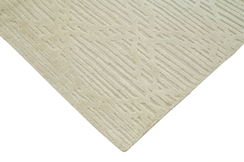 Purpleocco Beige Geometric Wool Cotton Handmade Rug 9'0'' x 12'0''