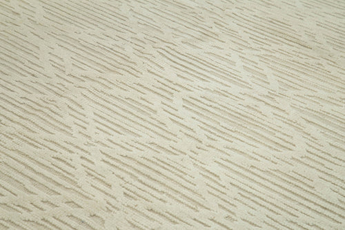 Purpleocco Beige Geometric Wool Cotton Handmade Rug 9'0'' x 12'0''