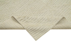 Purpleocco Beige Geometric Wool Cotton Handmade Rug 9'0'' x 12'0''