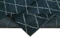 Purpleocco Black Geometric Wool Cotton Handmade Rug 9'0'' x 12'0''