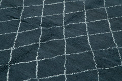 Purpleocco Black Geometric Wool Cotton Handmade Rug 9'0'' x 12'0''