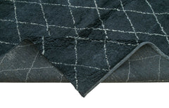 Purpleocco Black Geometric Wool Cotton Handmade Rug 9'0'' x 12'0''