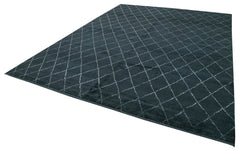Purpleocco Black Geometric Wool Cotton Handmade Rug 9'1'' x 12'2''