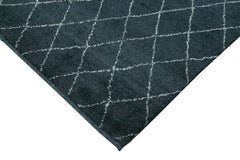 Purpleocco Black Geometric Wool Cotton Handmade Rug 9'0'' x 12'0''