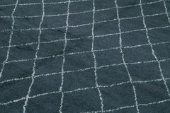 Purpleocco Black Geometric Wool Cotton Handmade Rug 9'0'' x 12'0''